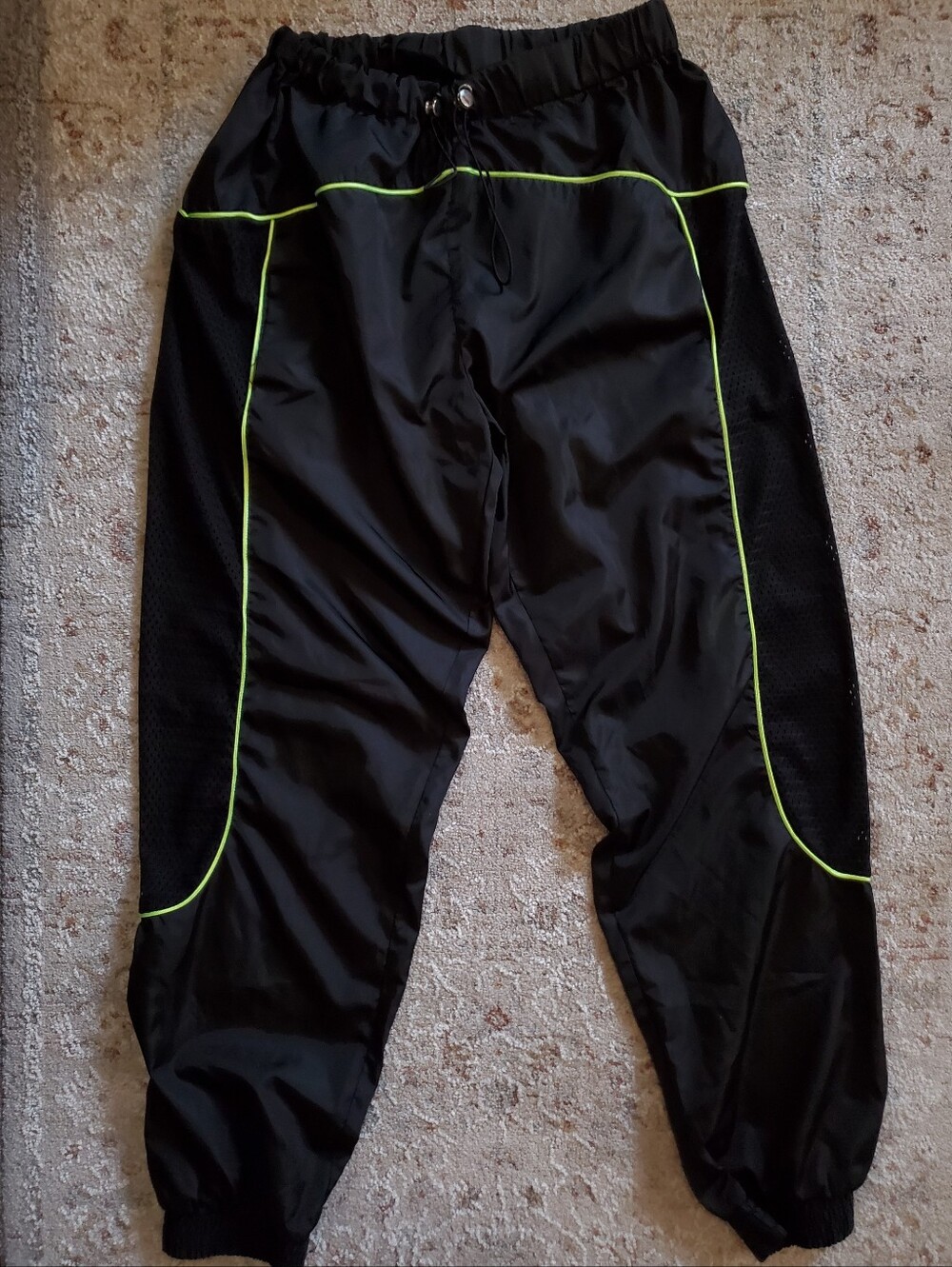 Black Jogger Sweatpants with Neon Trim